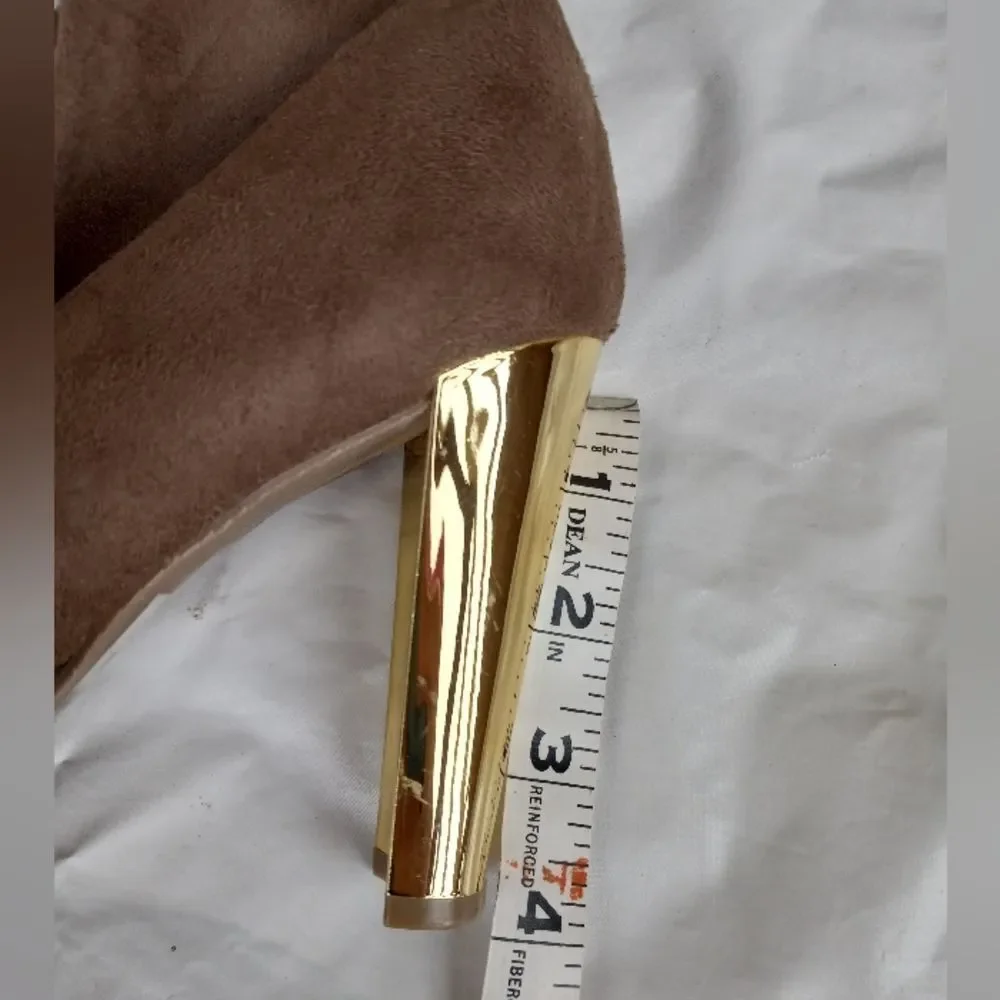 NWT Wild Diva Over The Knee High Heel Boots Golden Heel Size 6.5